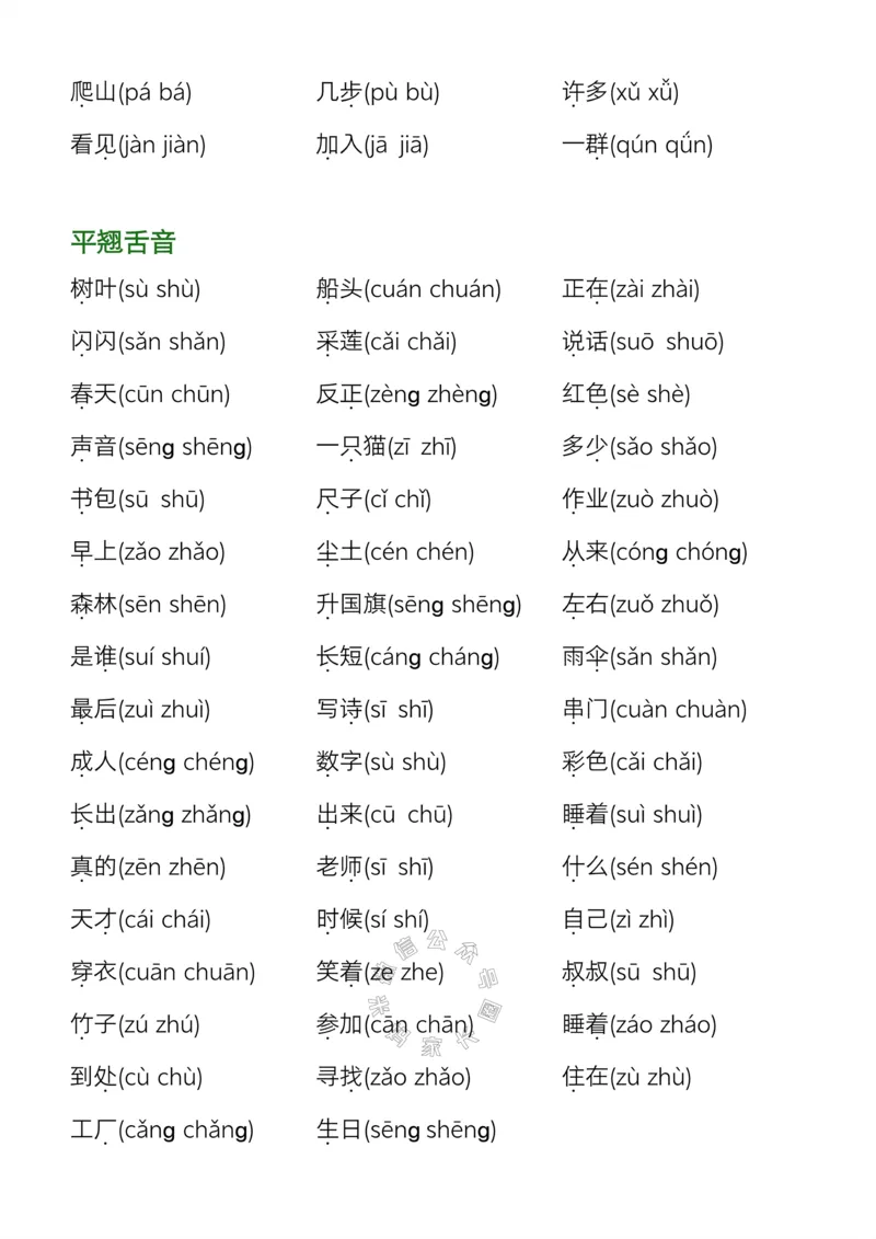 《060.一年级语文寒假专项梳理——字音（有答案）_小学1-6年级全科全套_1-6年级全科下册_一年级_其他补充资料_语文资料》第2页预览