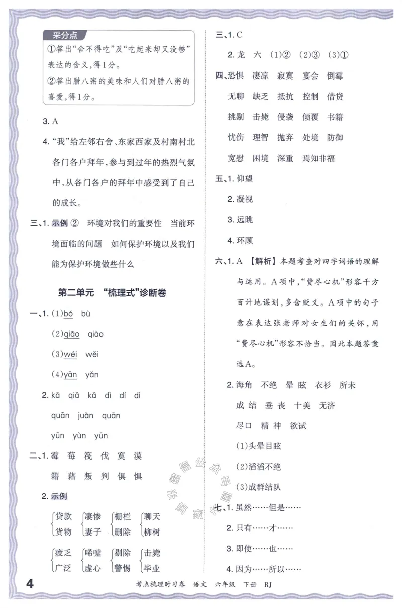 《057.24春语文王朝霞考点梳理时习卷六年级下册答案_小学1-6年级全科全套_1-6年级全科下册_六年级_其他补充资料_语文资料》第5页预览