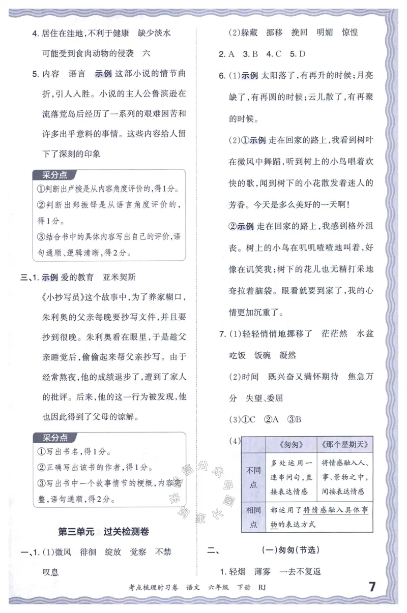 《057.24春语文王朝霞考点梳理时习卷六年级下册答案_小学1-6年级全科全套_1-6年级全科下册_六年级_其他补充资料_语文资料》第8页预览