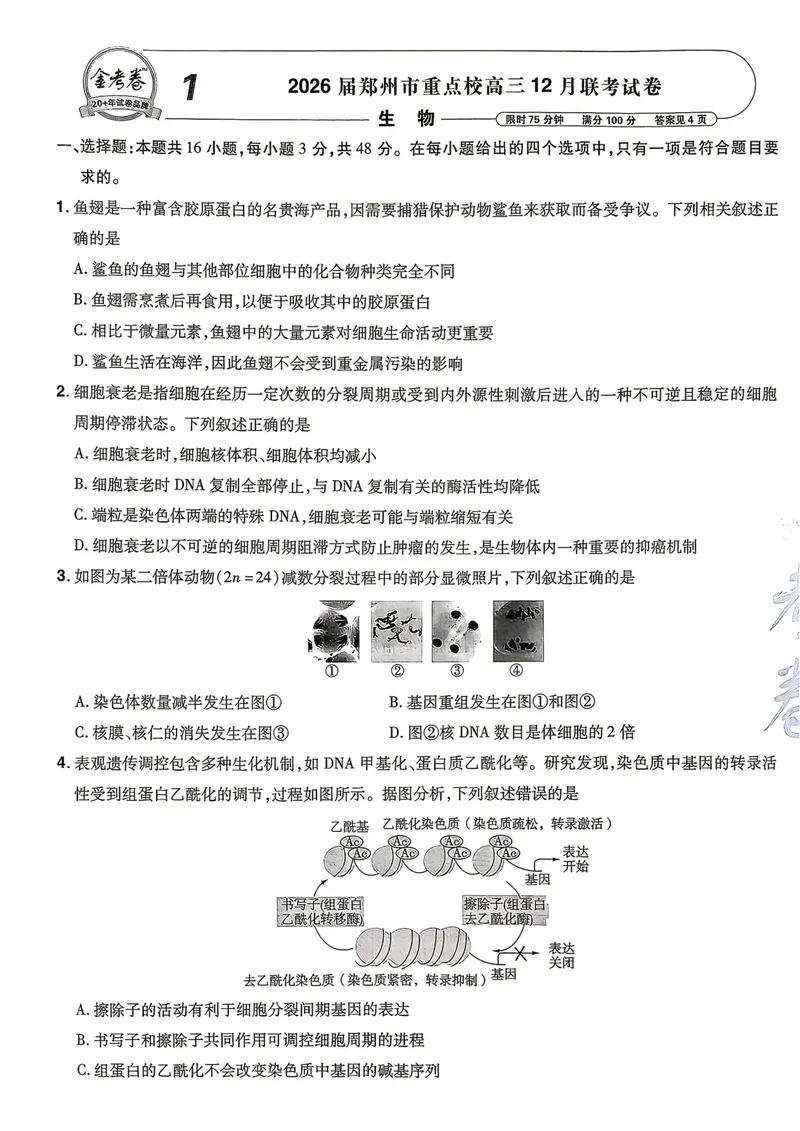 《河南生物A4_2027金考卷45套_2027《天星教育•金考卷优秀模拟试卷汇编45套》(高考)(地区版)_2027《天星教育•金考卷优秀模拟试卷汇编45套》(高考)(物化生)(河南专用)》第10页预览