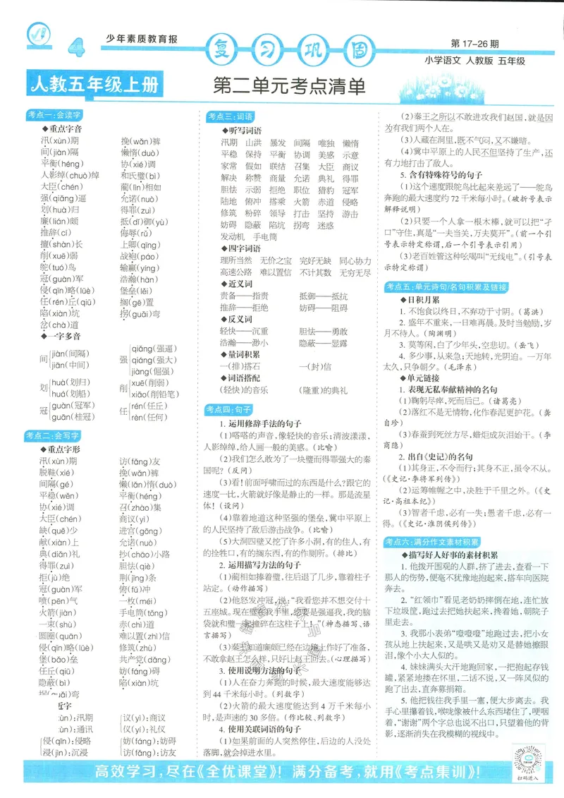 《065.24春语文少年素质教育报寒假巩固与先修五年级（有答案）公众号：米妈家长圈_小学1-6年级全科全套_1-6年级全科下册_五年级_其他补充资料_教辅系列_语文资料》第4页预览