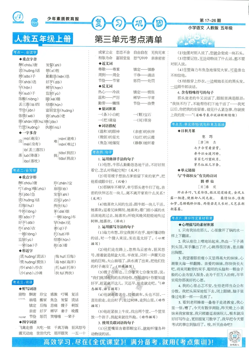 《065.24春语文少年素质教育报寒假巩固与先修五年级（有答案）公众号：米妈家长圈_小学1-6年级全科全套_1-6年级全科下册_五年级_其他补充资料_教辅系列_语文资料》第6页预览