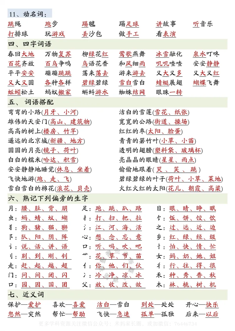 《064.24春一年级下册语文全册重点知识预习汇总，答案版+空白版_小学1-6年级全科全套_1-6年级全科下册_一年级_其他补充资料_语文资料》第3页预览