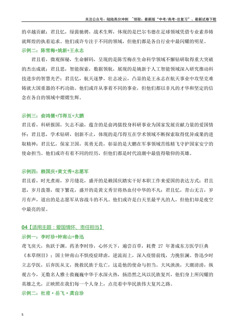 《05火力全开的多人物素材排比使用语段示例（高考作文高频考试主题）-（全国通用）_专项复习_2025年_2025年高考语文作文专项复习_资料_高考语文二轮复习之作文（全国通用）》第5页预览