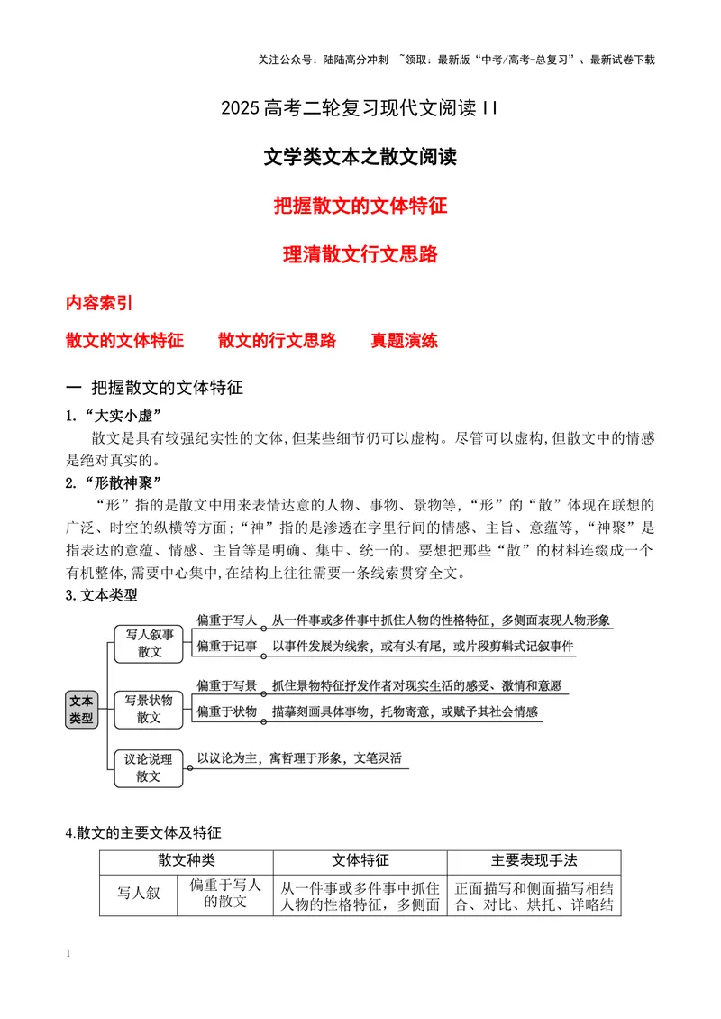 《11散文阅读（把握散文的文体特征，理清散文行文思路）-18页_二轮复习_2025年_2025年高考语文二轮复习之现代文阅读（全国通用）》第1页预览