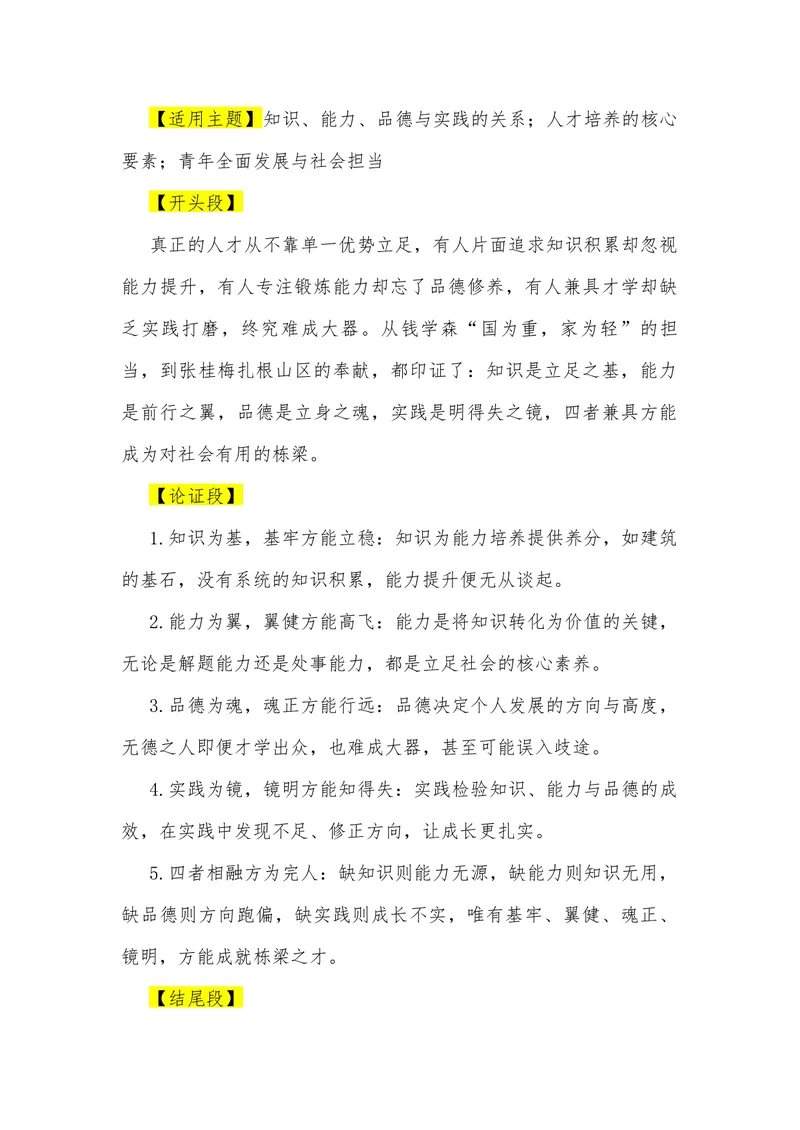 《12（20句“四元思辨”金句满分作文模板）（适用主题开头段论证段结尾段）_专项复习_2026年-语文专项复习_462026年高考语文常用作文素材积累（全国通用）》第4页预览