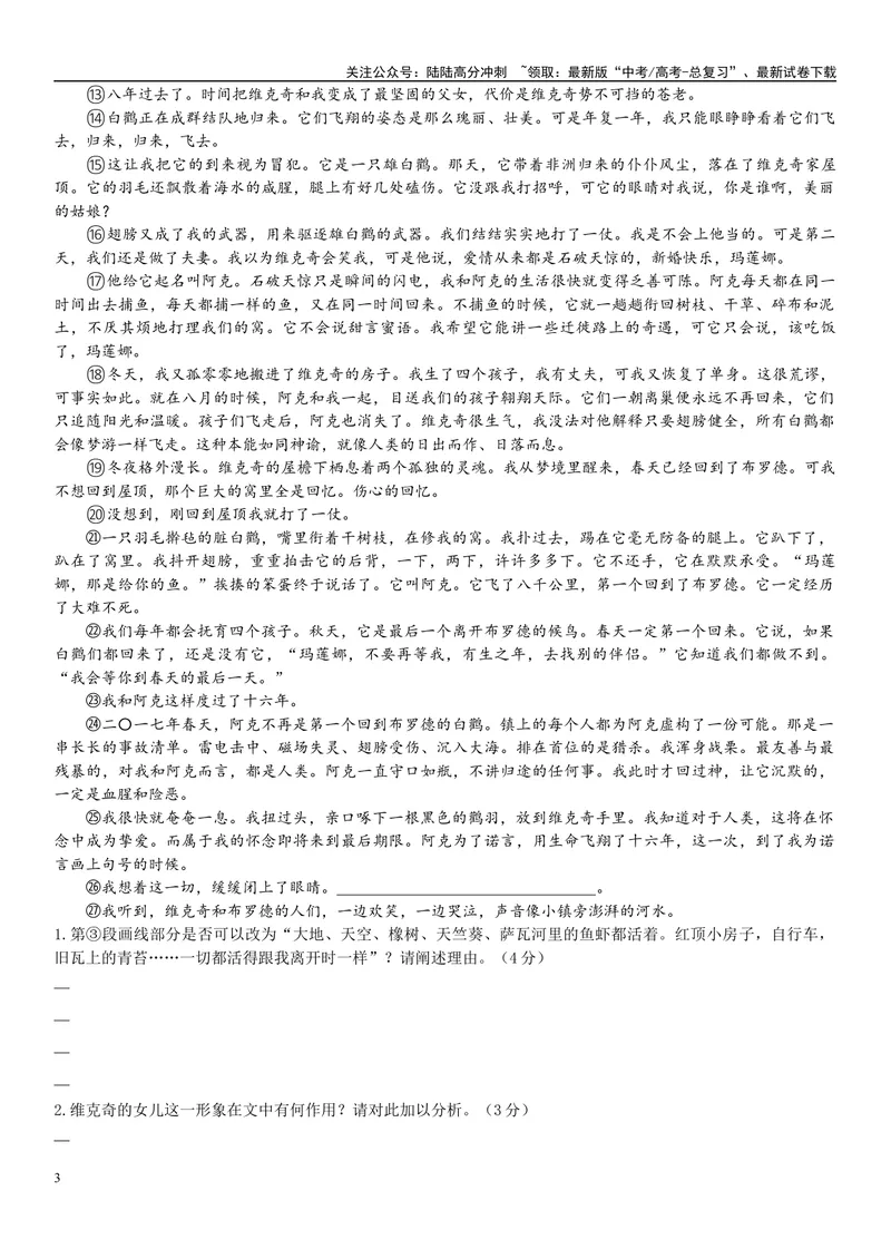 《12文学文本：叙述视角（原卷版）_专项复习_2025年_2025年高考语文文学类文本阅读16练（上海专用）》第3页预览