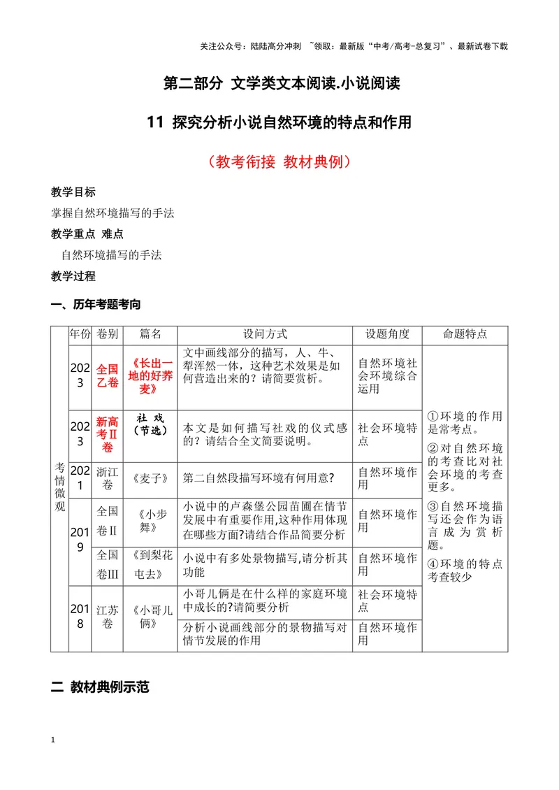 《11小说自然环境描写的手法和作用（教考衔接教材典例）（全国通用）_一轮复习_2024年_2024高考语文一轮复习文学类小说散文阅读全国通用_资料》第1页预览
