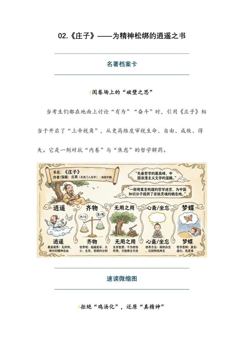 《02.《庄子》——为精神松绑的逍遥之书（全国通用）_专项复习_2026年-语文专项复习_472026高考语文写作必备素材锦囊（全国通用）》第1页预览