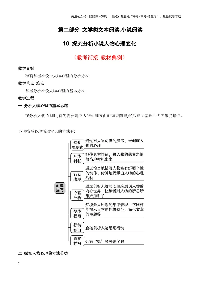 《10小说人物心理变化分析（教考衔接教材典例）（全国通用）_一轮复习_2024年_2024高考语文一轮复习文学类小说散文阅读全国通用_资料》第1页预览