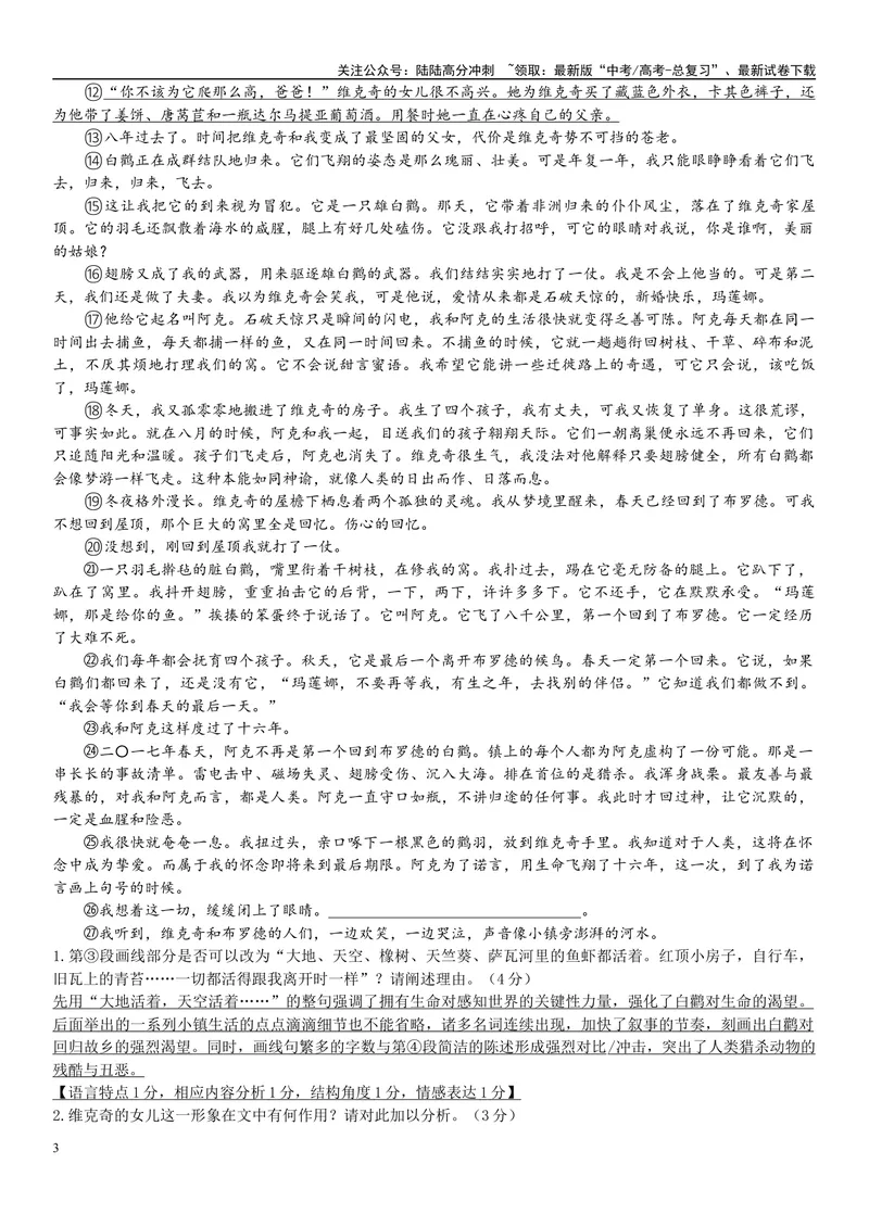 《12文学文本：叙述视角（解析版）_专项复习_2025年_2025年高考语文文学类文本阅读16练（上海专用）》第3页预览
