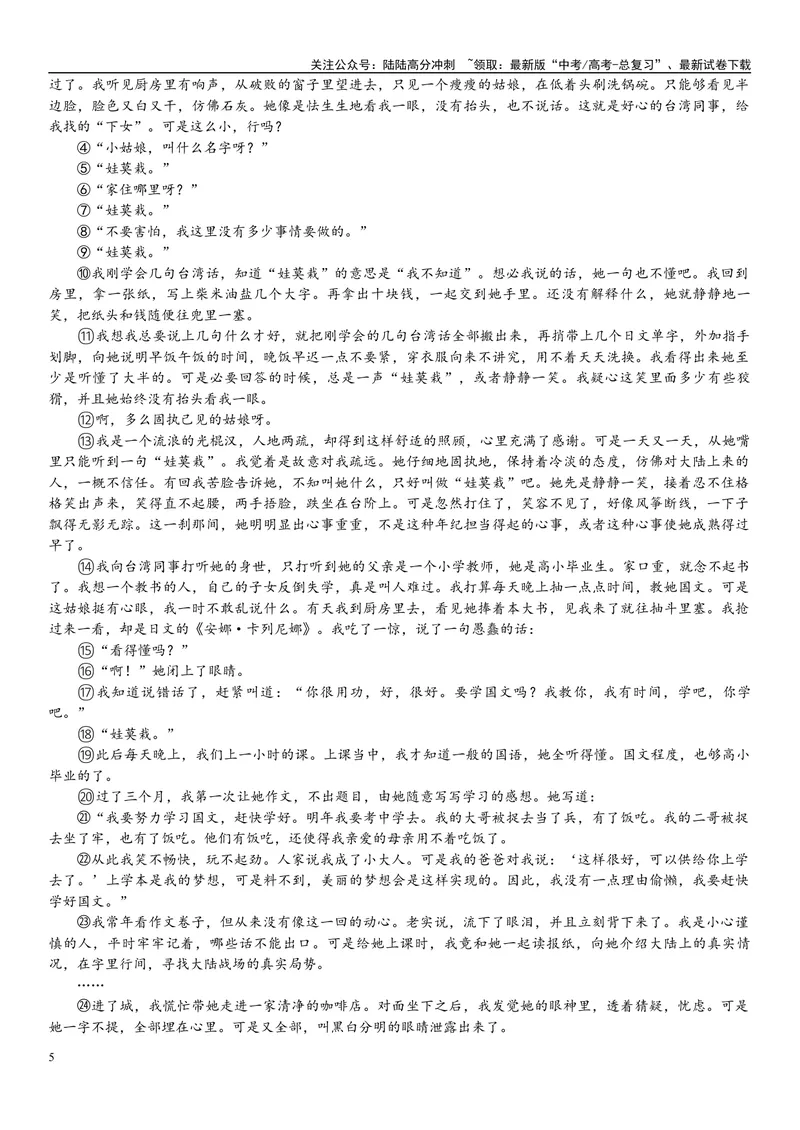 《12文学文本：叙述视角（解析版）_专项复习_2025年_2025年高考语文文学类文本阅读16练（上海专用）》第5页预览