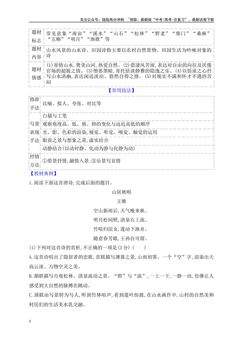 《04教考衔接，突破古代诗歌鉴赏常考的九类诗歌题材_一轮复习_2025年_2025年高考语文一轮复习阅读鉴赏全国通用_资料_2-古代诗歌阅读》第2页预览