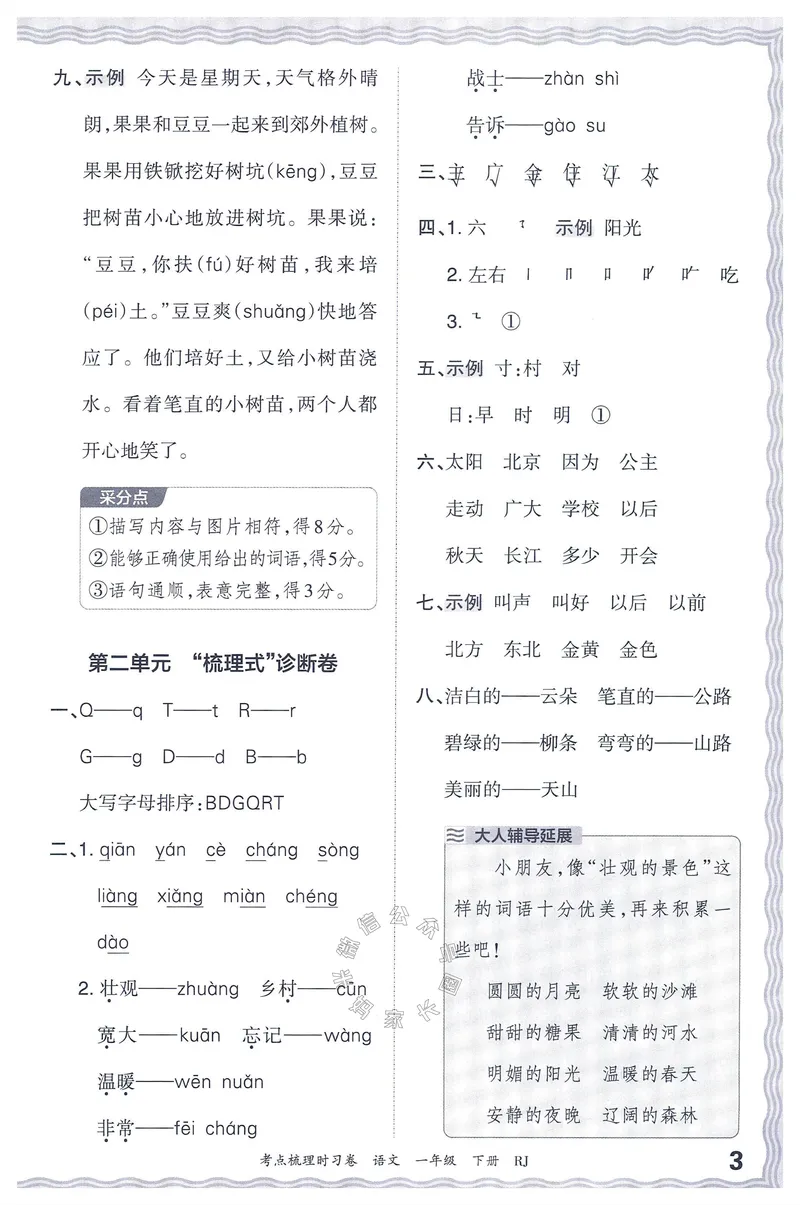 《071.24春语文王朝霞考点梳理时习卷一年级下册答案_小学1-6年级全科全套_1-6年级全科下册_一年级_其他补充资料_语文资料》第4页预览