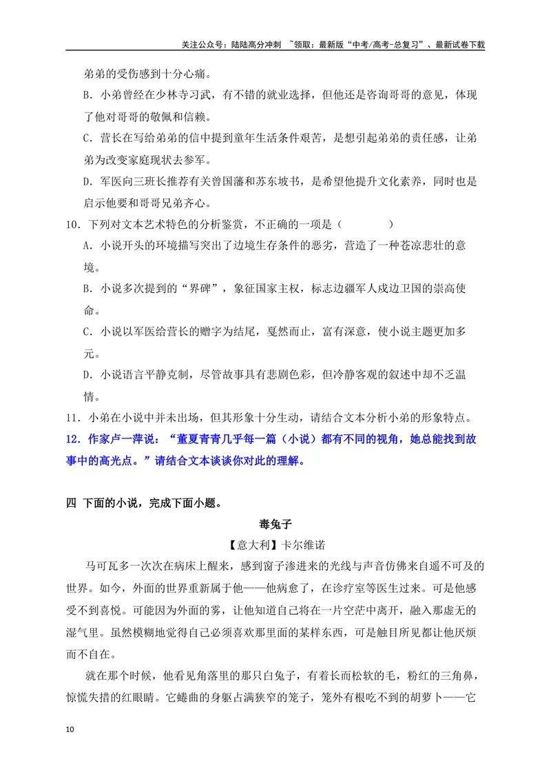 《08文学类文本阅读分析小说的叙述视角专项训练（新高考卷）（原卷版）_一轮复习_2025年_2025年高考语文一轮复习之文学类阅读（全国通用）_资料_1-资料》第10页预览