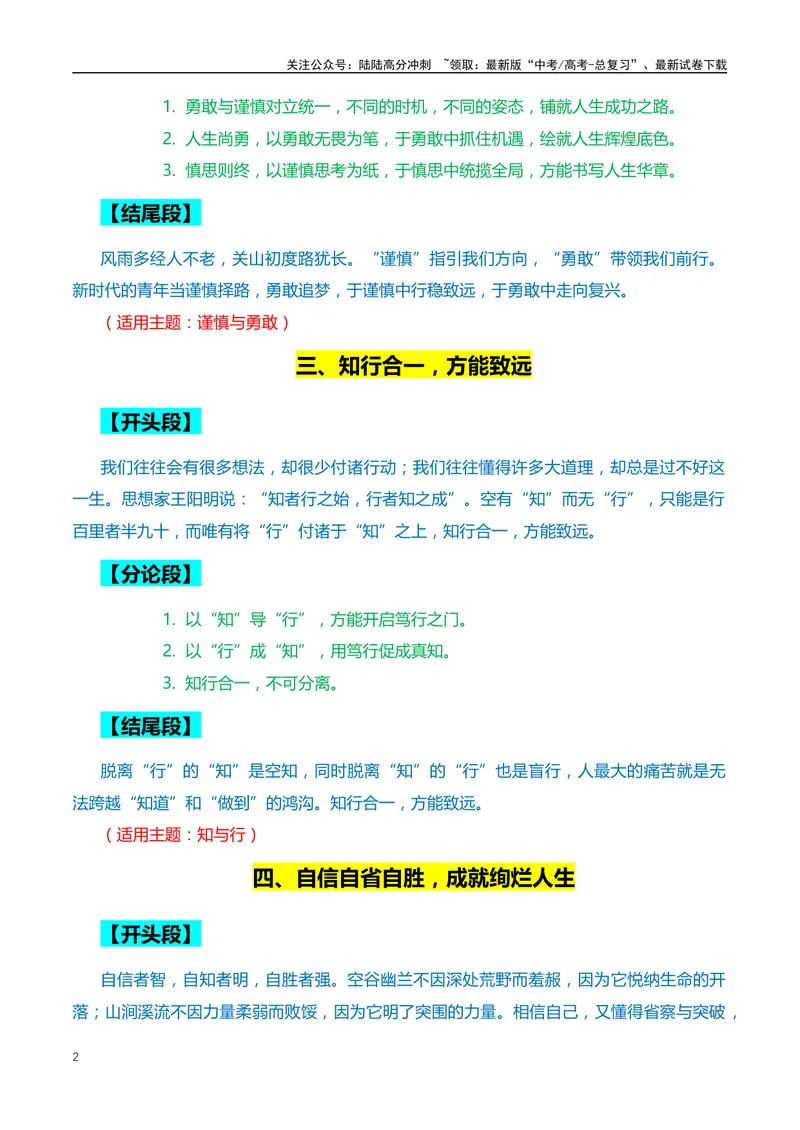《10个高频主题的满分作文：开头、结尾、分论点+18个精选标题、精彩语段和主题-（全国通用）_专项复习_2024年_2024年高考语文作文月月热点素材积累运用写作练全国通用_资料》第2页预览