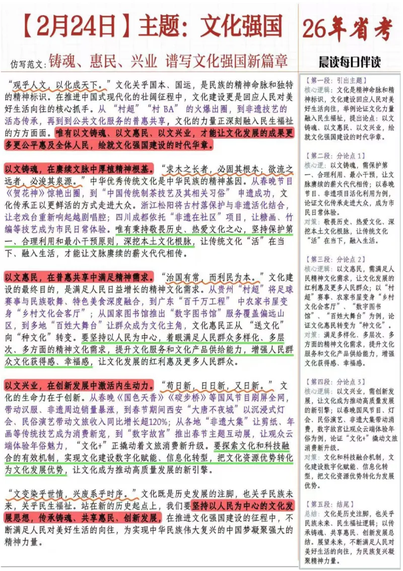 《26年省考押题—文化强国（第1篇）_3539.2027北京定向选调_08选调高分范文+写作素材+申论刷题集_5、2026年押题范文》第2页预览