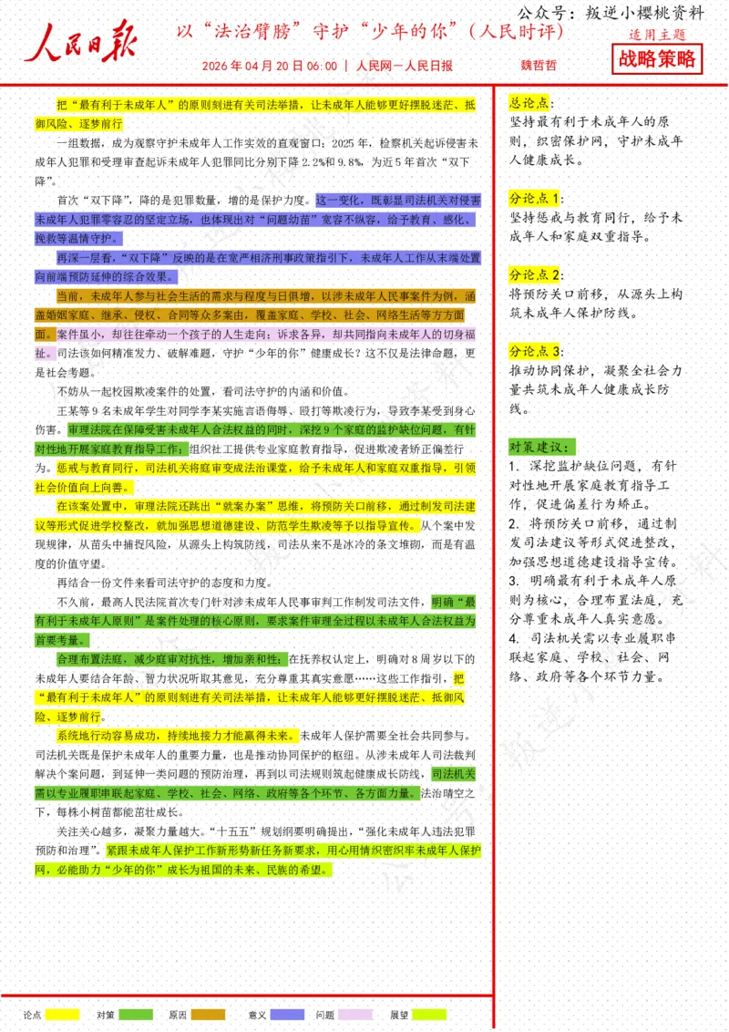 《20日-以“法治臂膀”守护“少年的你”（人民时评）_3539.2027北京定向选调_08选调高分范文+写作素材+申论刷题集_20、人民日报范文每日精讲（按月更新）_4月人民日报精读》第1页预览