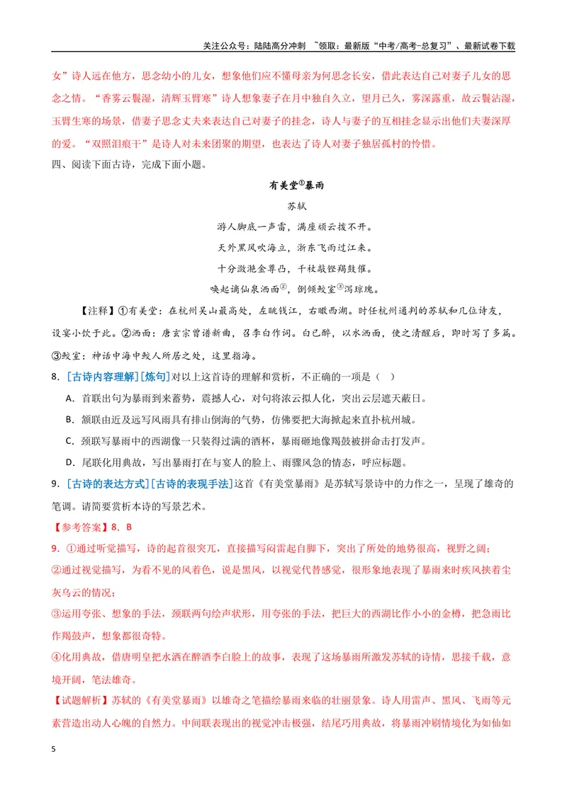 《13综合练习精讲（古诗阅读考点变式解读·诗歌综合练习）（解析）-13页_专项复习_2025年_2025年高考语文古代诗歌阅读高频考点解读与变式通关练（新高考通用）_资料》第5页预览