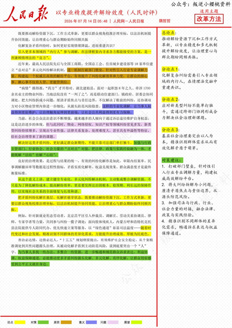 《14日-以专业精度提升解纷效度（人民时评）_3539.2027北京定向选调_08选调高分范文+写作素材+申论刷题集_20、人民日报范文每日精讲（按月更新）_7月人民日报精读》第1页预览