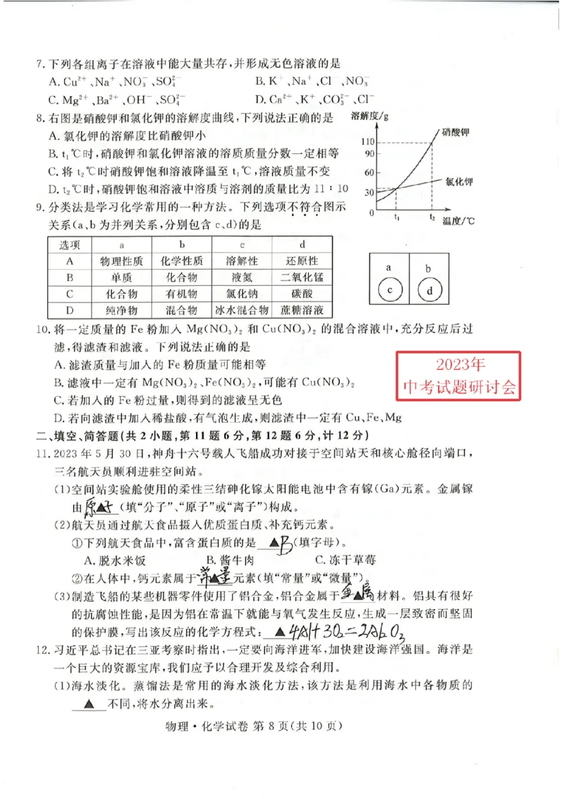 《2023宿迁化学试卷(PDF版)_12.2026年4月全国各地高考模拟卷_2026版初中金考卷•45套中考试卷汇编系列合集_全国版中考真题(1)_各省市《历年中考真题》2013-2024(10)_18江苏省各市试卷》第2页预览