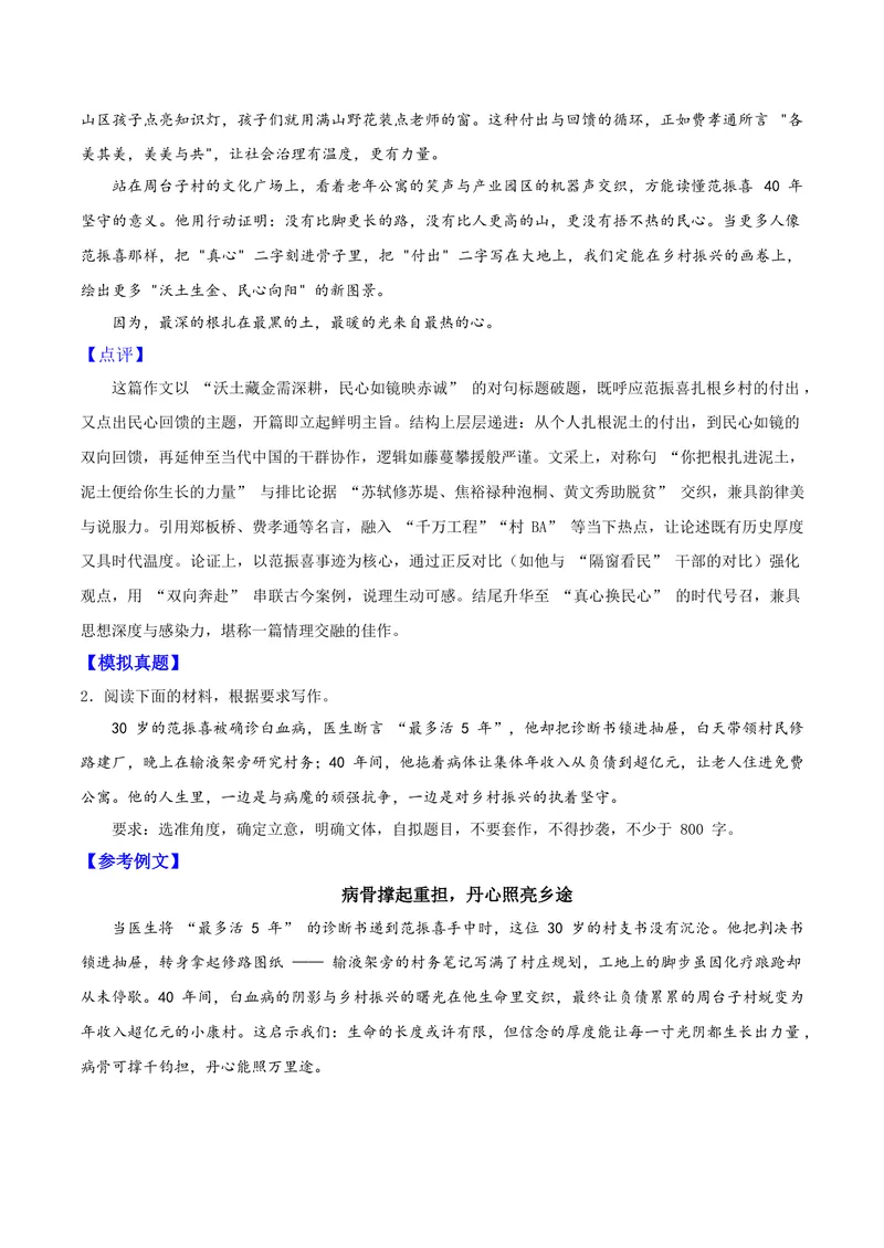 《02乡村振兴的农民铁人——范振喜_专项复习_2026年-语文专项复习_122026年高考语文“感动中国”人物深度解读专题作文素材》第4页预览