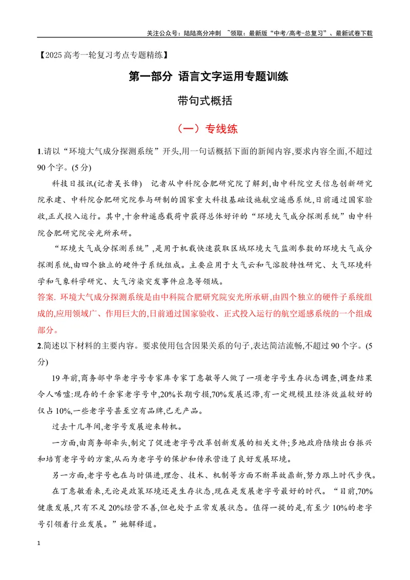 《06带句式概括专项训练（解析版）_一轮复习_2025年_2025年高考语文一轮复习阅读鉴赏全国通用_资料_4-语言文字运用》第1页预览