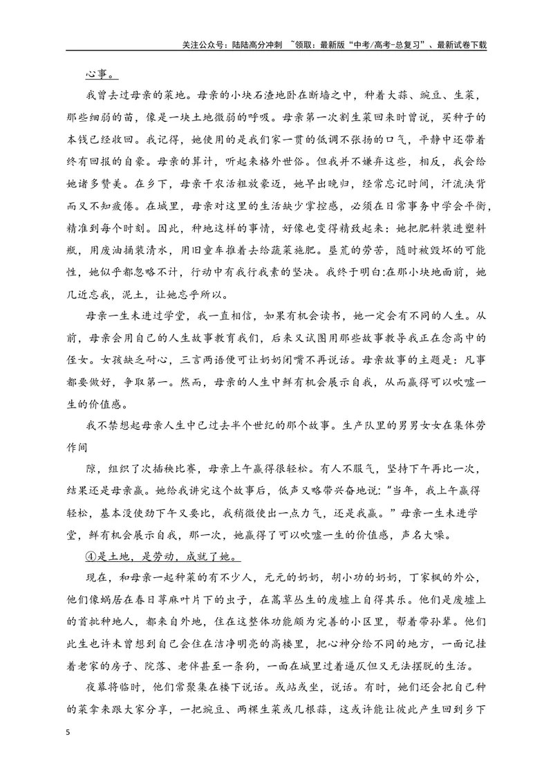 《01文学类文本阅读真题综合训练（一）（全国通用）（原卷版）_一轮复习_2024年_2024高考语文一轮复习文学类小说散文阅读全国通用_资料》第5页预览