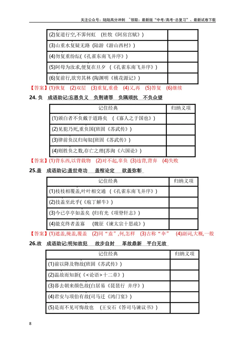 《01高中统编教材120个高频考查文言实词教材经典语句+关联成语助记（全国通用）_专项复习_2024年_2024年高考高中文言文阅读技巧实词虚词文化常识背诵挖空练习_资料_助记》第8页预览