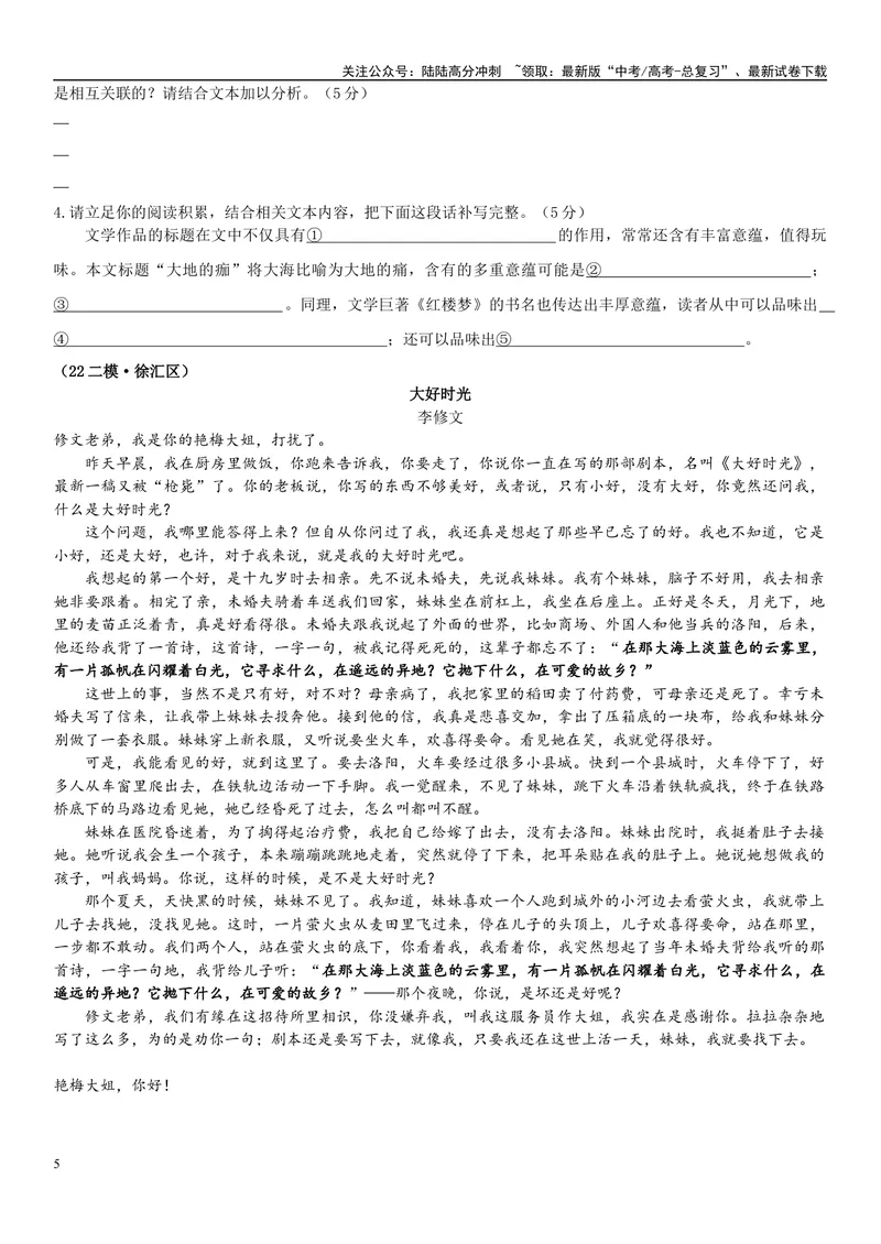 《09文学文本：人物的作用（原卷版）_专项复习_2025年_2025年高考语文文学类文本阅读16练（上海专用）》第5页预览