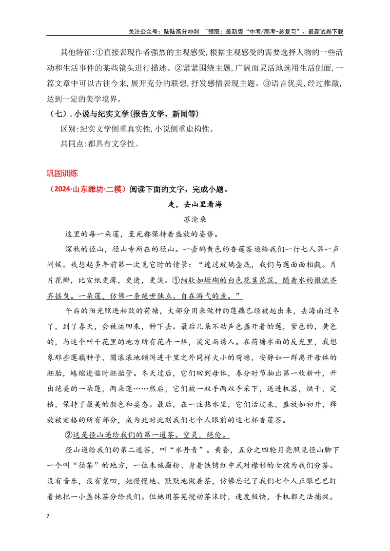 《10小说阅读（散文化小说，诗化小说等文本特征题精准突破）-13页_二轮复习_2025年_2025年高考语文二轮复习之现代文阅读（全国通用）_资料》第7页预览