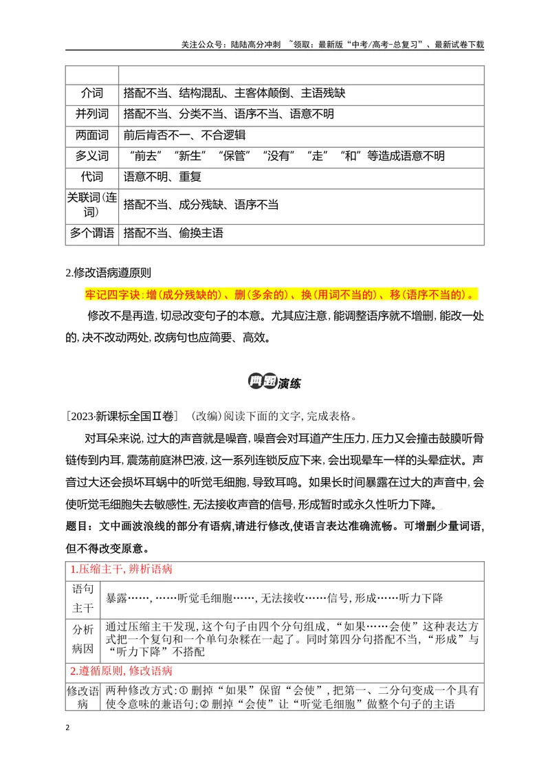 《05病句修改主观题精准突破（全国通用）_二轮复习_2024年_2024年高考语文二轮复习之语言文字运用全国通用_资料》第2页预览