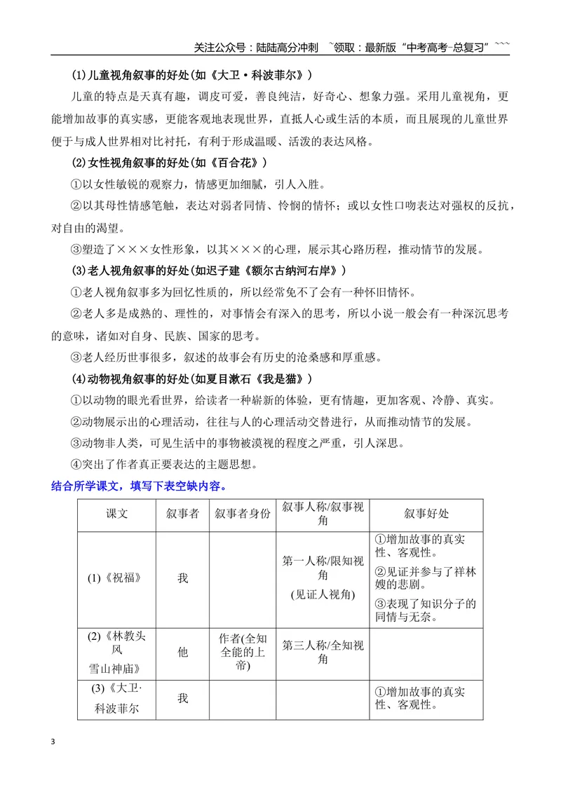 《07分析小说的叙述视角和叙述人称_一轮复习_2026年-语文一轮复习_2026年高考语文一轮复习之现代文专题（全国通用）-G388_资料》第3页预览