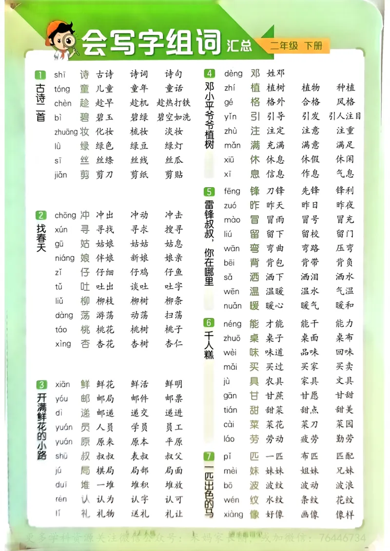 《070.24春语文53天天练二下字卡公众号：米妈家长圈_小学1-6年级全科全套_1-6年级全科下册_二年级_其他补充资料_语文资料》第1页预览