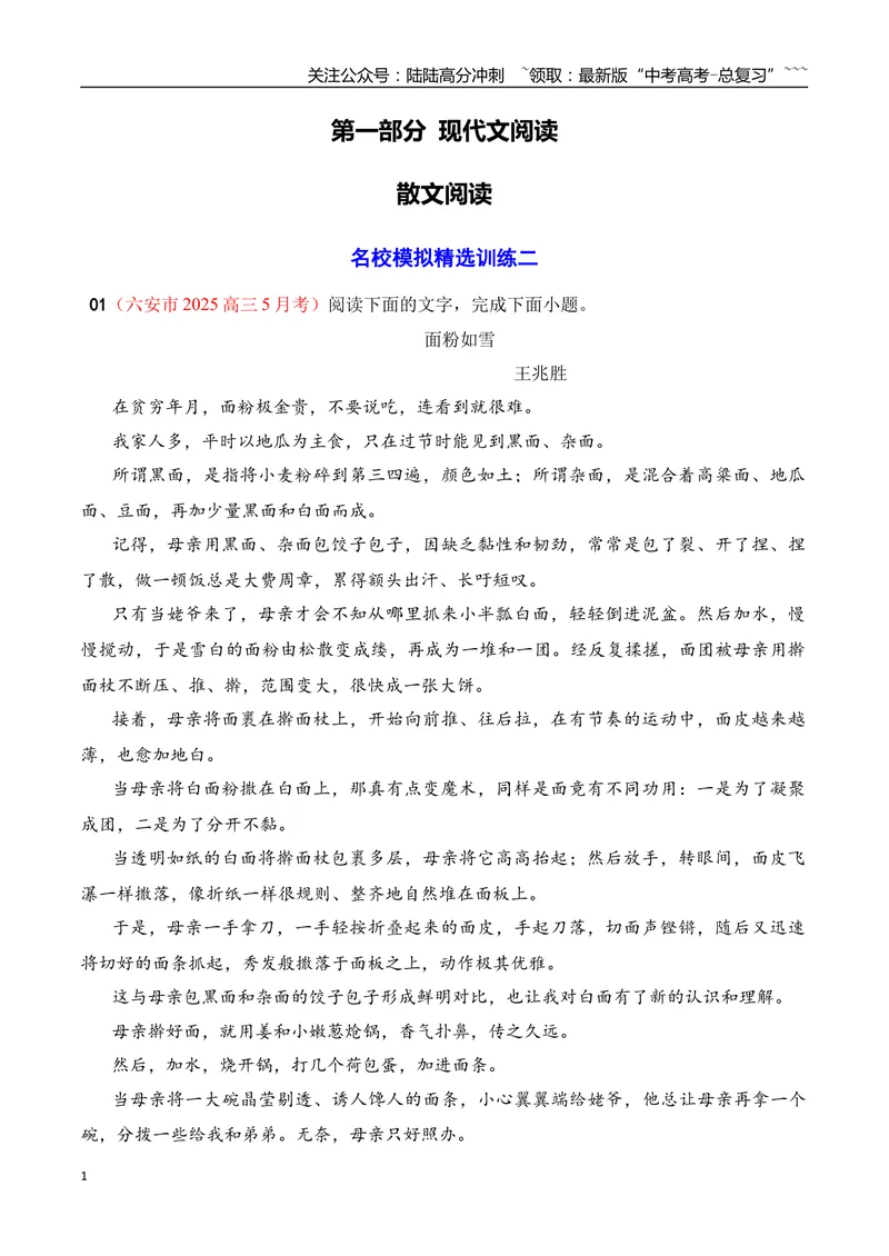 《09高考散文阅读名校模拟精选训练二（学生版）_一轮复习_2026年-语文一轮复习_2026年高考语文一轮复习之现代文专题（全国通用）-G388_资料》第1页预览