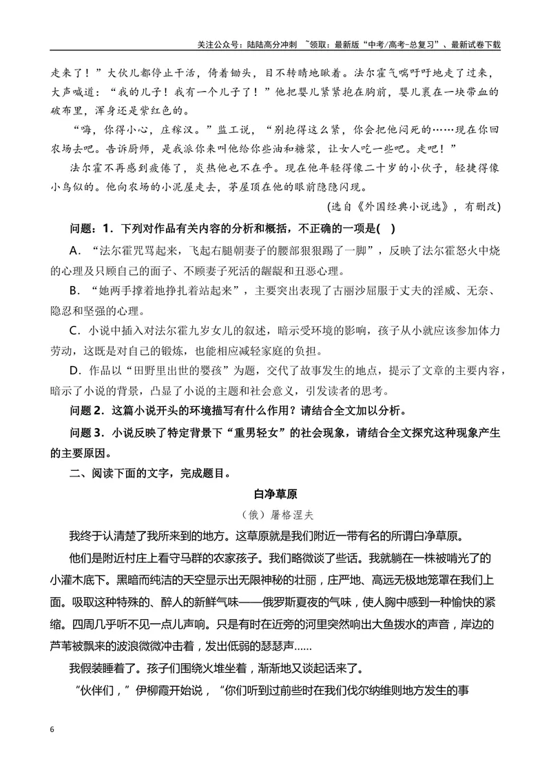 《01高考文学类阅读：环境描写及其作用-（全国通用）原卷版_专项复习_2024年_2024高考文学类文本阅读考点讲解与对点训练（全国通用）_资料_1-资料》第6页预览