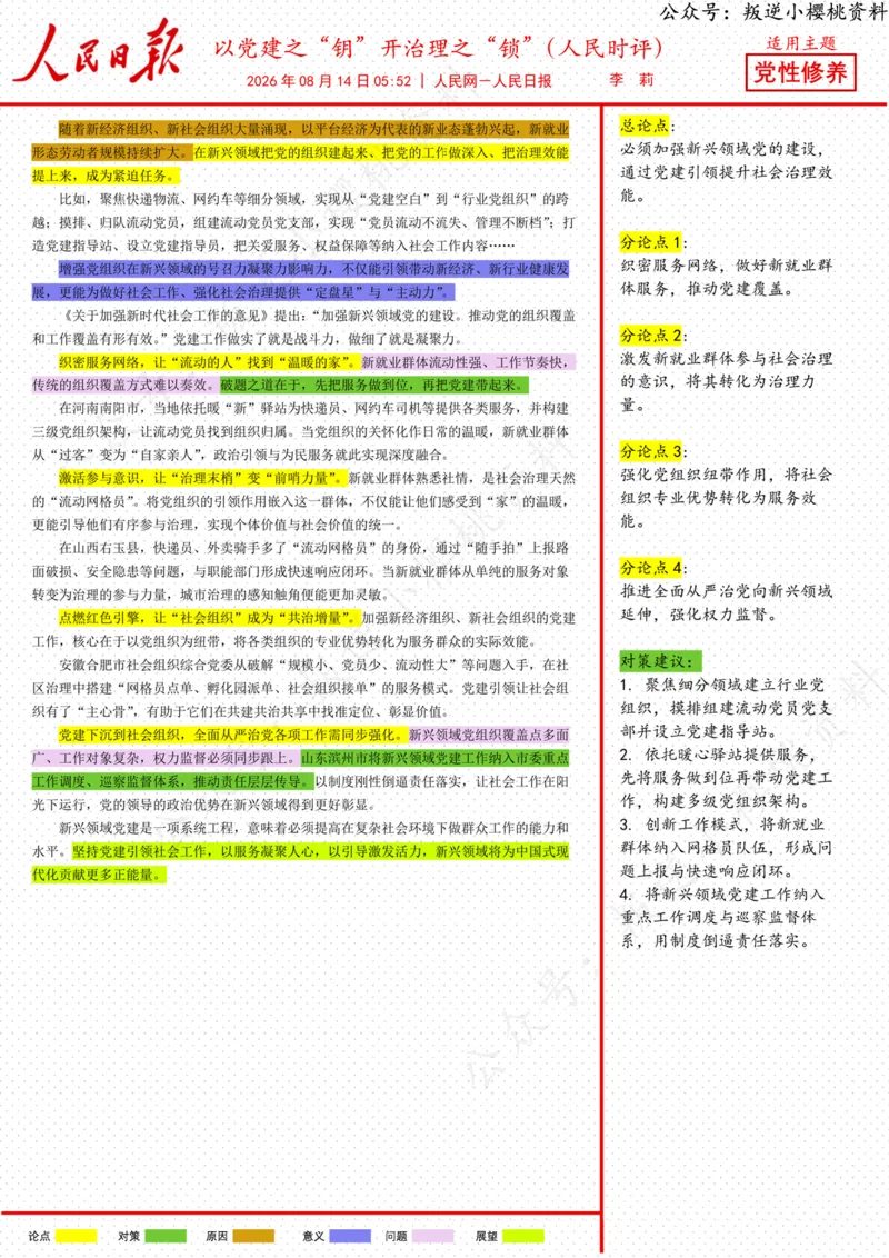《14日-以党建之“钥”开治理之“锁”（人民时评）_3539.2027北京定向选调_08选调高分范文+写作素材+申论刷题集_20、人民日报范文每日精讲（按月更新）_8月人民日报精读》第1页预览
