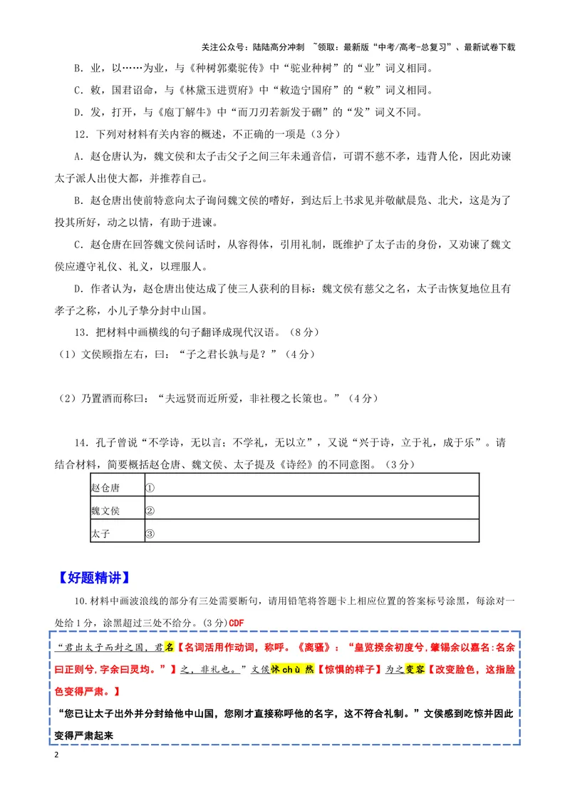 《002“魏文侯封太子击于中山”《说苑》刘向_专项复习_2025年_2025年高考语文文言文读写积累与专项训练》第2页预览