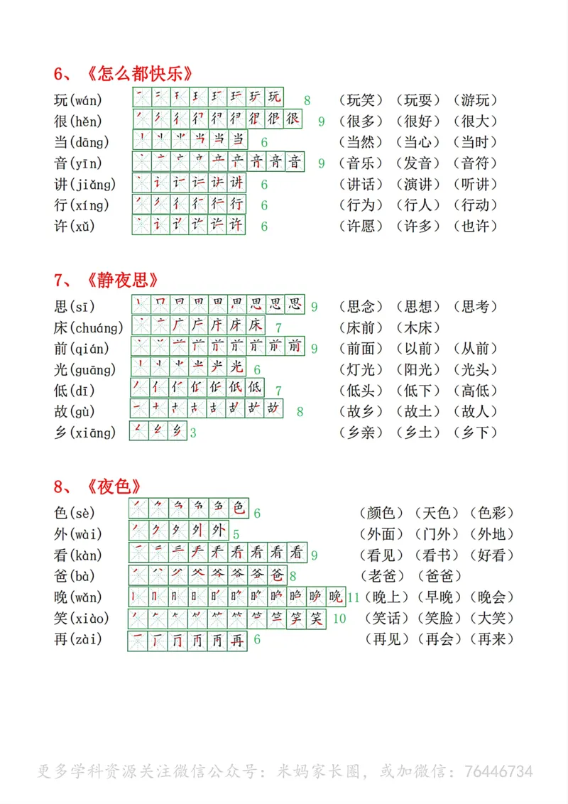 《074.24春语文一年级下册生字拼音组词笔顺小贴贴_小学1-6年级全科全套_1-6年级全科下册_一年级_其他补充资料_语文资料》第4页预览
