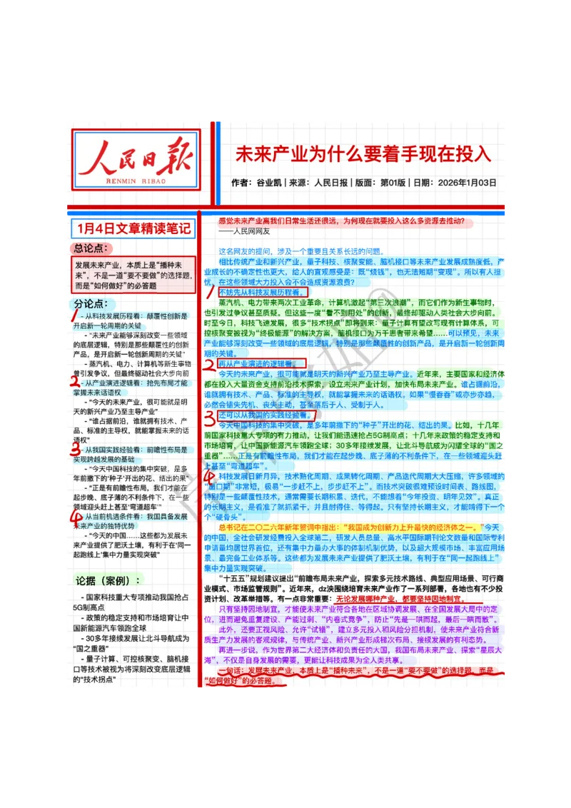 《2026.1.04未来产业为什么要着手现在投入公众号：叛逆小樱桃资料_3539.2027北京定向选调_08选调高分范文+写作素材+申论刷题集_20、人民日报范文每日精讲（按月更新）》第1页预览