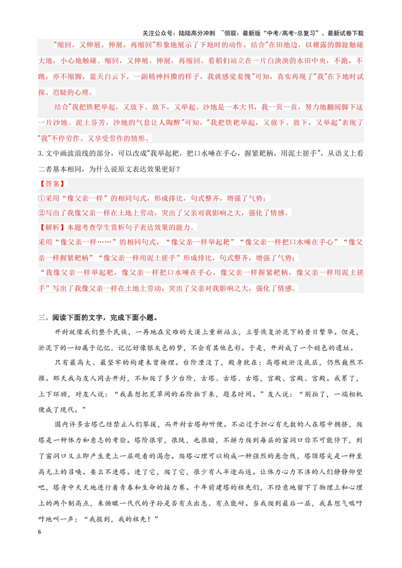 《07“标点+修辞+词句效果”考题综合语段（解析版）_专项复习_2024年_2024高考语文语言文字运用题专题练习综合语段考题_资料》第6页预览