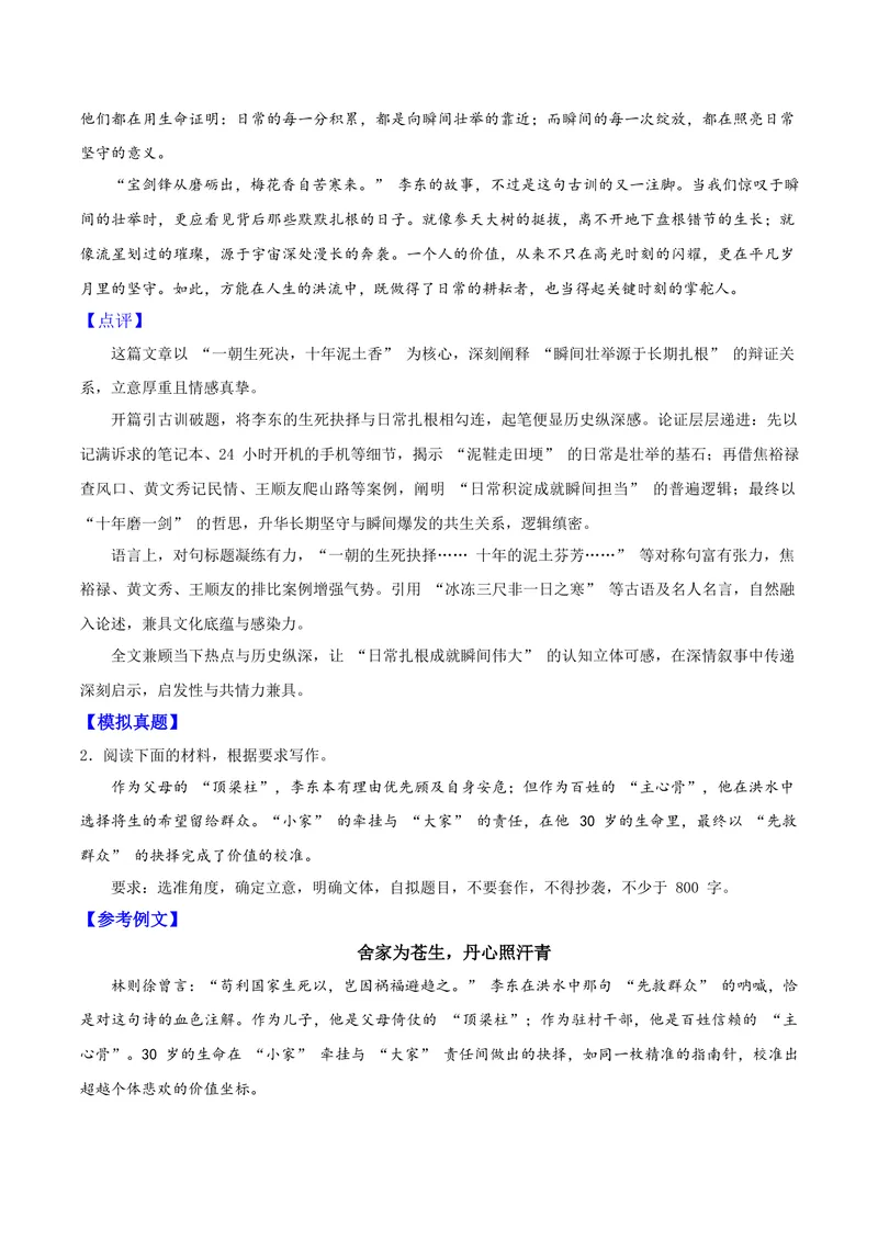 《08洪水中的生命守护者——李东_专项复习_2026年-语文专项复习_122026年高考语文“感动中国”人物深度解读专题作文素材》第4页预览