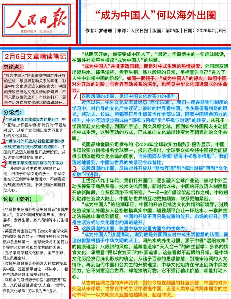 《2026.2.6“成为中国人”何以海外出圈公众号：叛逆小樱桃资料_3539.2027北京定向选调_08选调高分范文+写作素材+申论刷题集_20、人民日报范文每日精讲（按月更新）》第1页预览