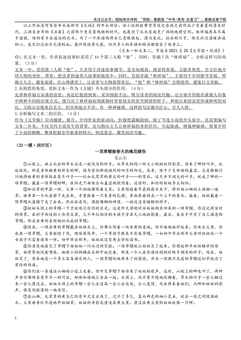 《11文学文本：记叙人称（解析版）_专项复习_2025年_2025年高考语文文学类文本阅读16练（上海专用）》第5页预览
