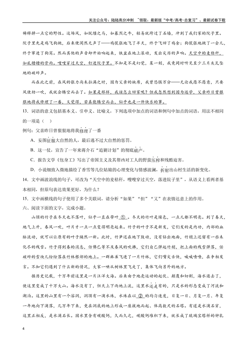《09比较赏析句子（原卷版）_二轮复习_2025年_2025年新高考语文二轮复习高频考点重难点强化训练卷_资料》第4页预览