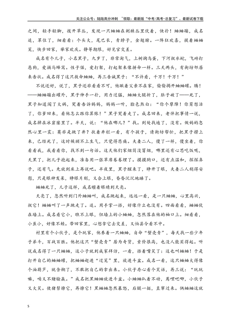 《03现代文阅读Ⅱ（小说阅读）＋名篇名句默写-（全国通用）原卷版_二轮复习_2025年_2025年高考语文二轮复习之现代文阅读专项训练全国通用_资料》第5页预览