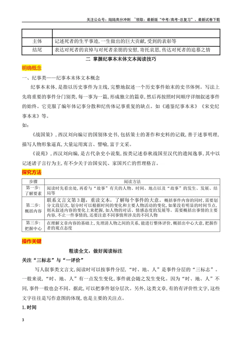 《01纪事类文言文阅读技巧（全国通用）_专项复习_2024年_2024年高考高中文言文阅读技巧实词虚词文化常识背诵挖空练习_资料_高考语文之文言文阅读（全国通用）_精讲》第3页预览