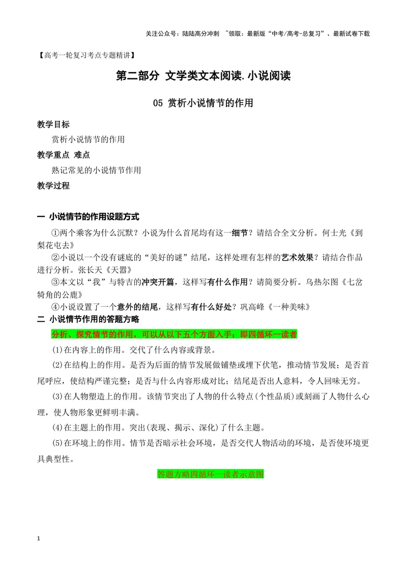 《05小说的情节作用（教考衔接，教材典例）（全国通用）_一轮复习_2024年_2024高考语文一轮复习文学类小说散文阅读全国通用_资料》第1页预览