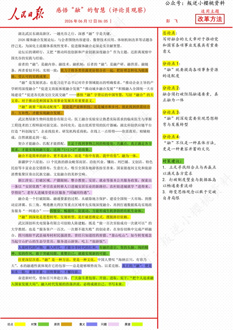《12日-感悟“融”的智慧（评论员观察）_3539.2027北京定向选调_08选调高分范文+写作素材+申论刷题集_20、人民日报范文每日精讲（按月更新）_6月人民日报精读》第1页预览