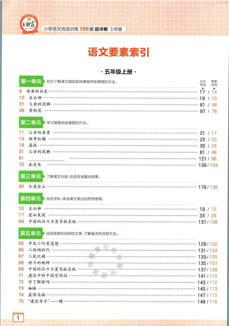 《073.王朝霞小学语文阅读训练100篇五年级（有答案）公众号：米妈家长圈_小学1-6年级全科全套_1-6年级全科下册_五年级_其他补充资料_教辅系列_语文资料》第8页预览